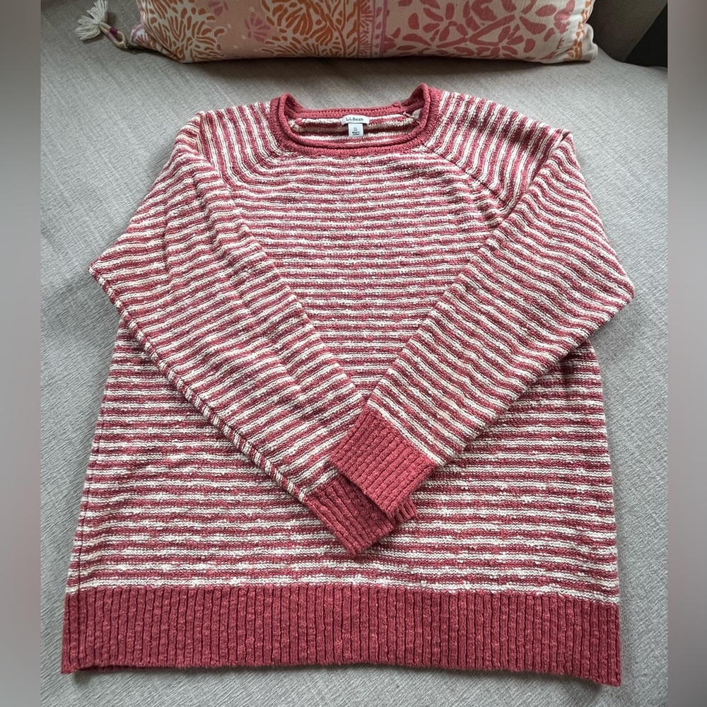 L.L. Bean Cotton Slub Rollneck Stripe Pullover Sweater. Women's Size: XL. - Picture 2 of 9
